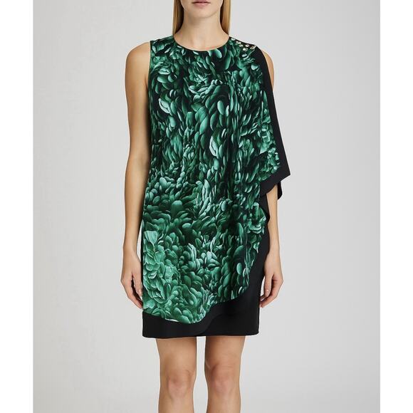 Ted Baker Sew in Love Sleeveless Draped Green Black Dress Size 2 or US Size 6 - Picture 1 of 8